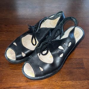 Fly London Leather wedge sandals